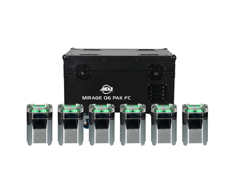 ADJ Mirage Q6 LED Uplighter 6 Pack in Charging Flightcase IP65